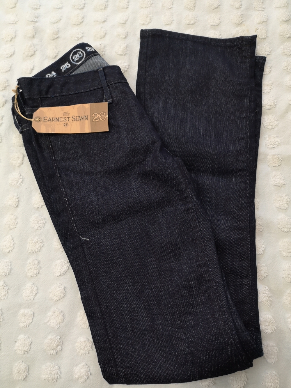 Earnest Sewn Keaton Women's Size 26W 32L Dark Indigo Slight Boot Cut Jeans